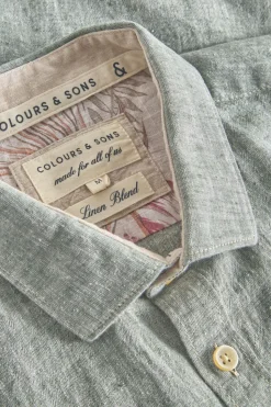 Hemden*Colours & Sons Basic Leinen Hemd Kurzarm - Sage