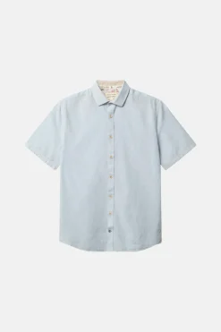 Hemden*Colours & Sons Basic Leinen Hemd Kurzarm - Vintage Blue
