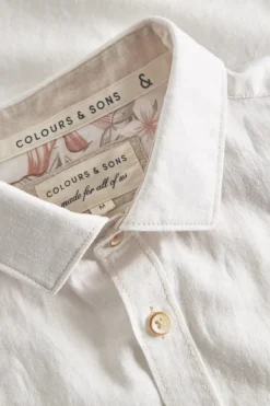 Hemden*Colours & Sons Basic Leinen Hemd Kurzarm - White