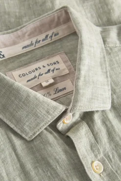 Hemden*Colours & Sons Basic Leinen Hemd - Olive