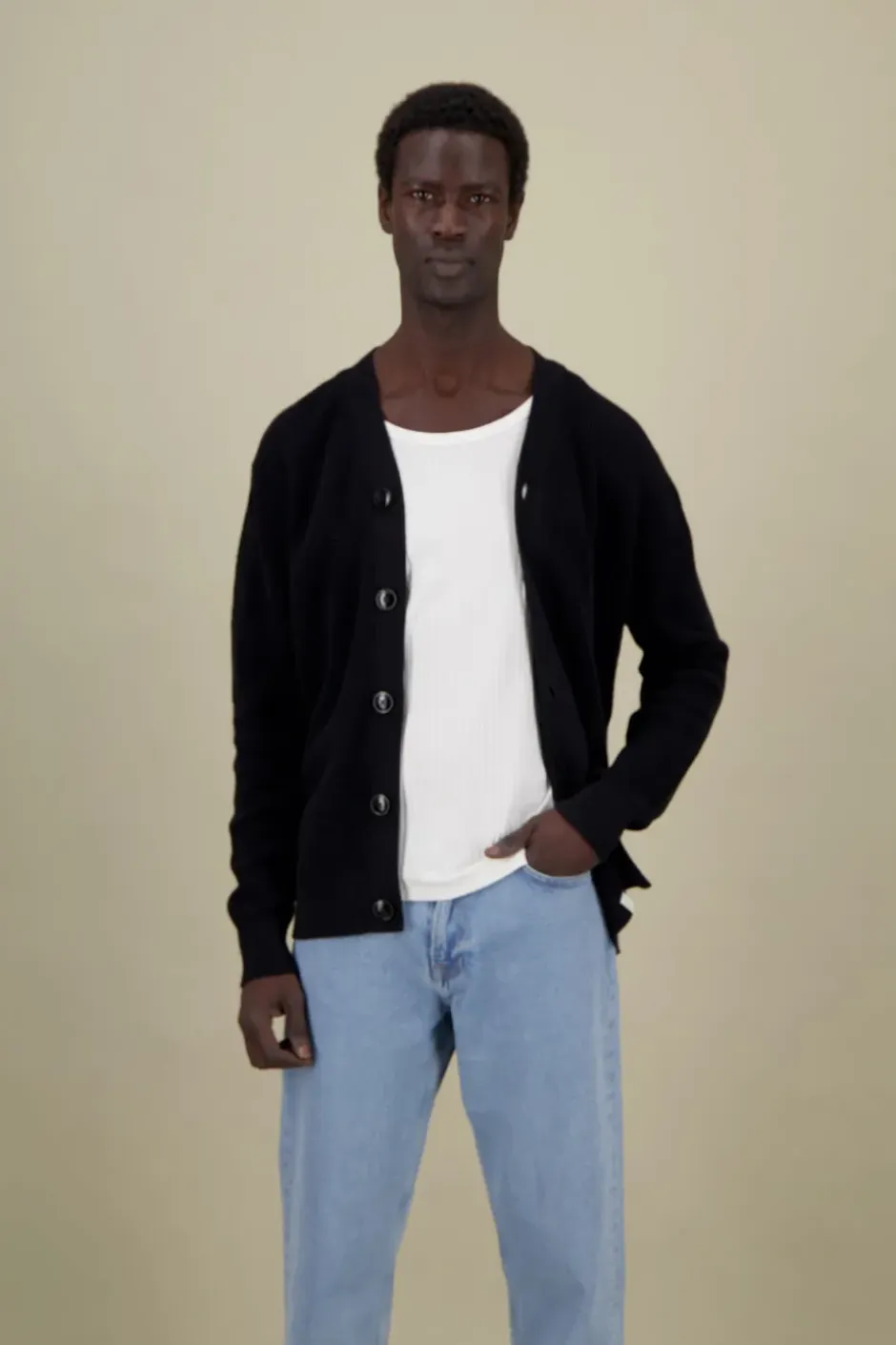 Pullover*Colours & Sons Cardigan Leinen Blend - Black