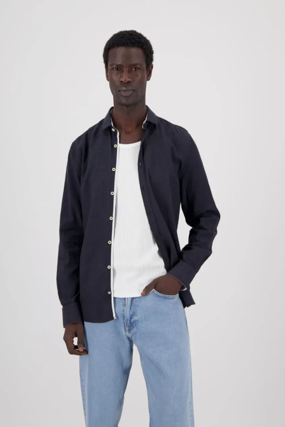 Hemden*Colours & Sons Hemd Leinen Blend - Anthracite