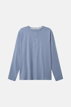 T-Shirts & Polos|Longsleeves*Colours & Sons Henley Shirt Slub - Denim