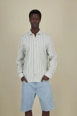 Hemden*Colours & Sons Linen Shirt striped - Wasabi Stripes