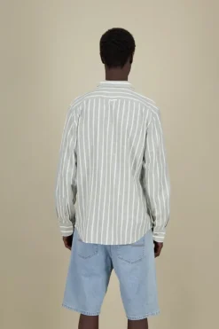 Hemden*Colours & Sons Linen Shirt striped - Wasabi Stripes