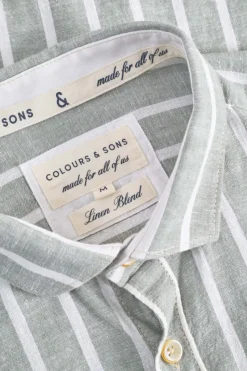 Hemden*Colours & Sons Linen Shirt striped - Wasabi Stripes
