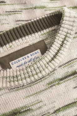 Pullover*Colours & Sons Roundneck-Space Dyed - Green Combo