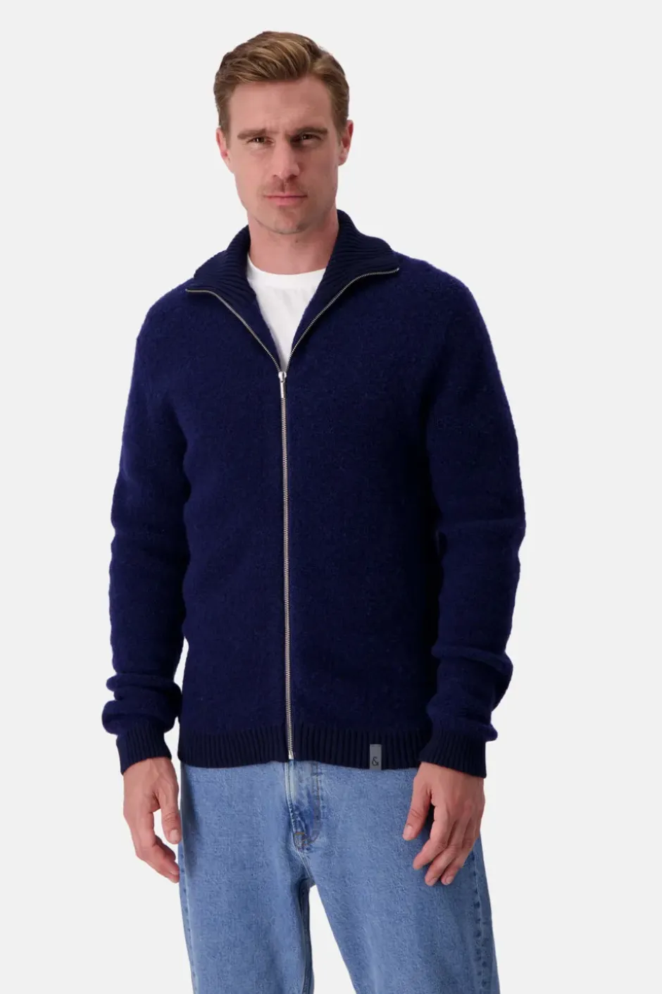 Pullover*Colours & Sons Zip Strickjacke-Bouclé - Navy