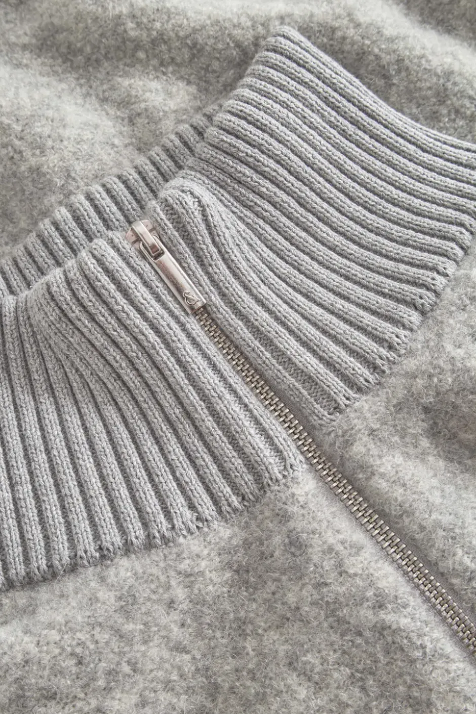 Pullover*Colours & Sons Zip Strickjacke-Bouclé - Silver
